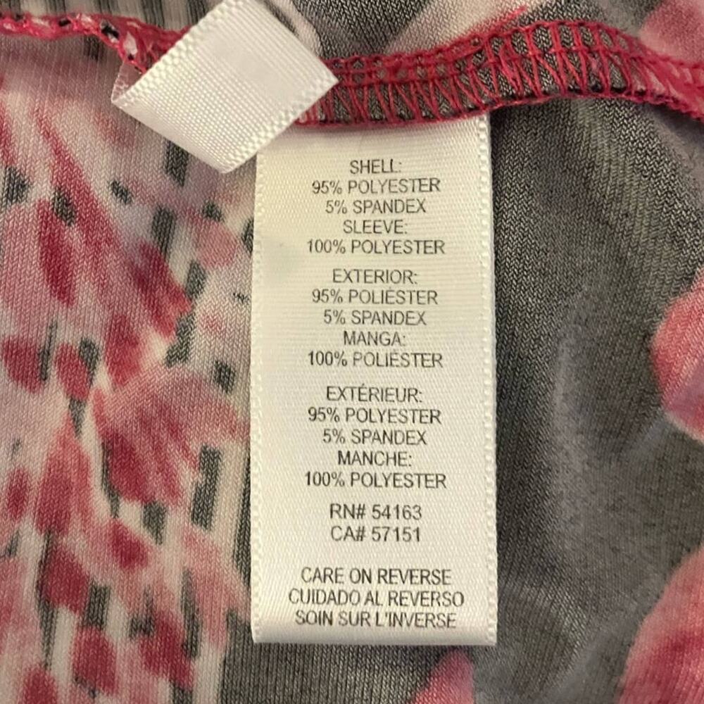 Calvin Klein Women's Pink/Blk/White Floral Striped Flutter Sleeve Bouse | Size M - Picture 11 of 11